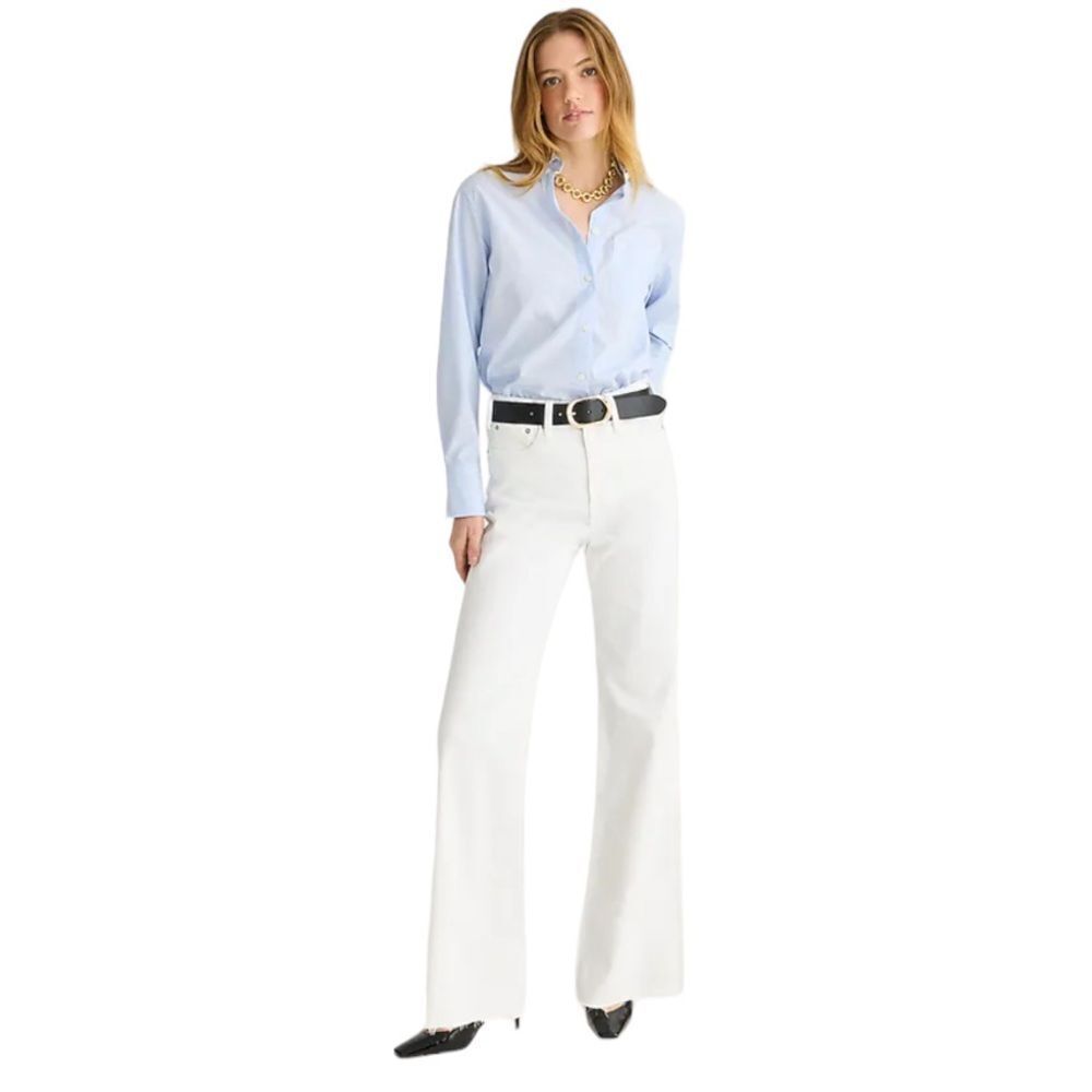 J. Crew White Wide-Leg Jeans with High Rise